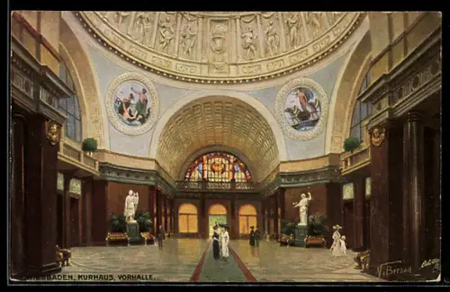 Künstler-AK Wiesbaden, Kurhaus, Vorhalle
