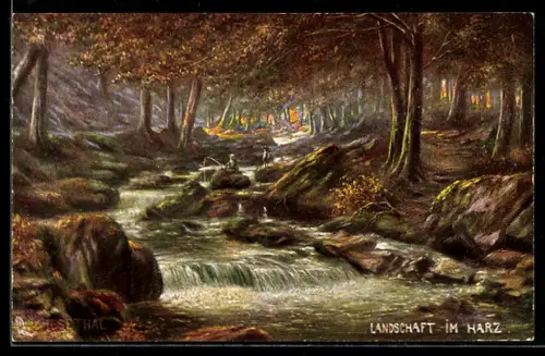 Künstler-AK Raphael Tuck & Sons Nr. 205 B: Ilsethal im Harz, Wasserfall