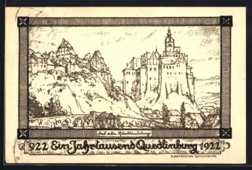 Künstler-AK Quedlinburg, Ein Jahrtausend Quedlinburg 922-1922, Das alte Quedlinburg