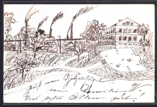 Künstler-AK Handgemalt: Neunkirchen /Trier, Partie im Ort