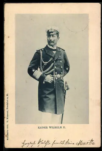 AK Kaiser Wilhelm II. in Marineuniform mit Degen
