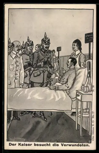 AK Kaiser Wilhelm II. im Lazarett bei Besuch von Verwundeten