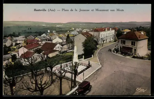 AK Hauteville /Ain, Place de la Jeunesse et Monument aux Morts