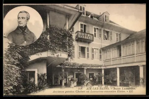 AK Aix-les-Bains, Hotel Chabert, Musée Alphonse de Lamartine, Portrait