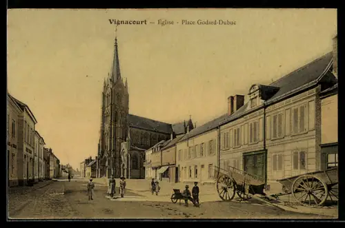 AK Vignacourt, Église, Place Godard-Dubuc