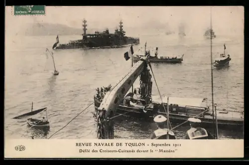 AK Toulon, Revue navale 1911, Défilé des Croiseurs-Cuirassés devant le Masséna