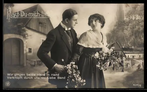 Foto-AK NPG Nr. 439/6: Wir gingen beide..., Hast Du mich lieb?, Neue Photographische Gesellschaft