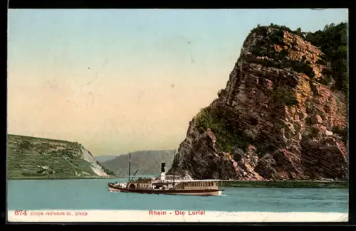 AK Rheindampfer am Loreleyfelsen