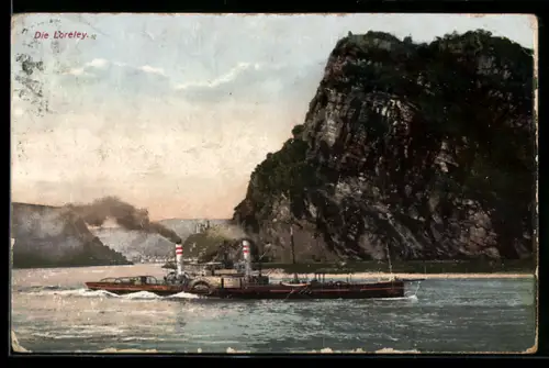 AK Dampfschiff passiert Loreley