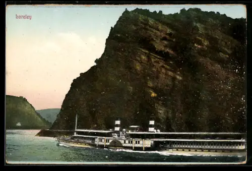 AK Flussdampfer passiert die Loreley