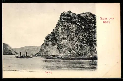AK Mehrere Flussdampfer passieren die Loreley