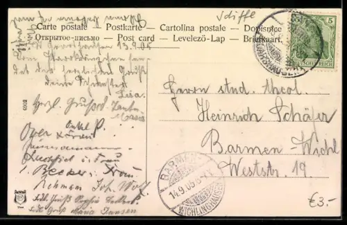 AK Rheindampfer passiert die Loreley