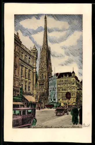 Künstler-AK Wien, Stock-im-Eisen-Platz