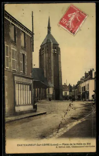 AK Chateauneuf-sur-Loire /Loiret, Place de la Halle au Blé