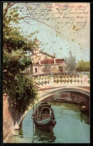 Künstler-AK Venice, Ponte Giardino Pubblico