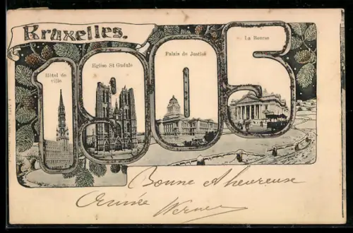 AK Bruxelles, Palais de Justice, Eglise St Gudule, Hotel de ville