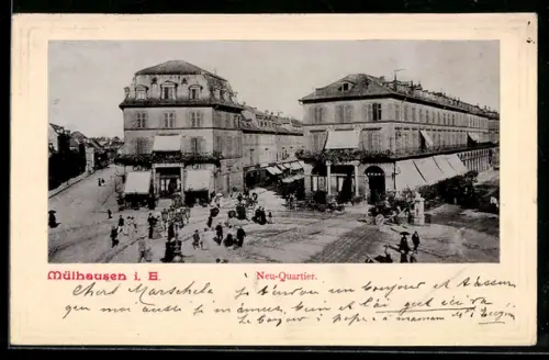 AK Mülhausen i. E., Neu-Quartier, Cafe