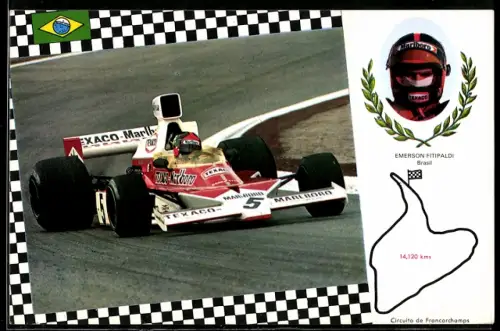 AK Francorchamps, Rennwagen auf dem 14,12-Kilometer Rundkurs mit Rennfahrer Emerson Fitipaldi aus Brasilien