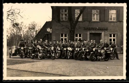 Foto-AK Motorräder BMW und NSU vor der Dorfschänke in Haltern