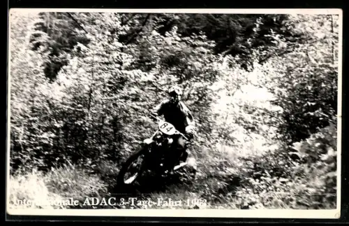 Foto-AK Motorrad mit Startnummer 84 bei der Internationalen ADAC 3-Tage-Fahrt 1962