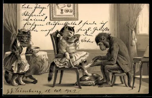 AK Pediküre für die Katz mit Affe