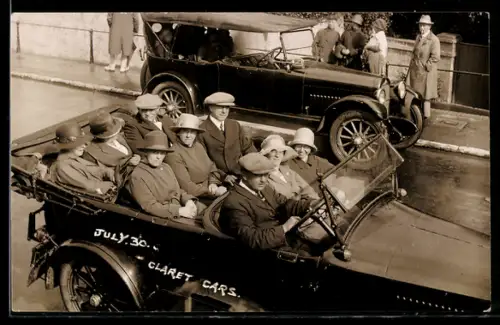 AK Kraftwagen mit Fahrgästen bei einer Rundfahrt 1930