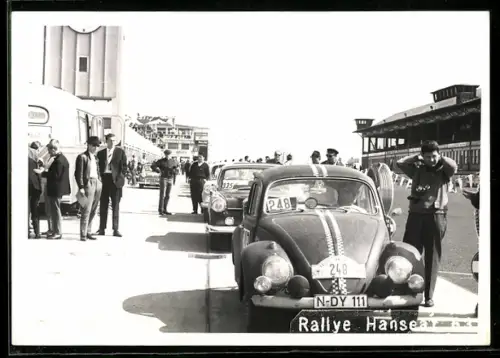 Foto-AK Auto Volkswagen Käfer mit Startnummer 248 bei der Ralley Hanseat 1963