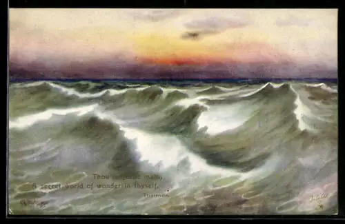 Künstler-AK Raphael Tuck & Sons Nr. 2988: See mit hohen Wellen