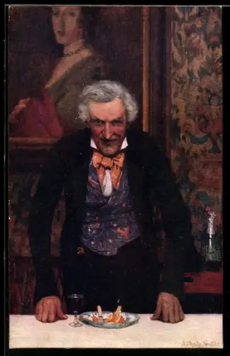 Künstler-AK Raphael Tuck & Sons Nr.2730: Mann nach dem Essen, After Dinner Toasts