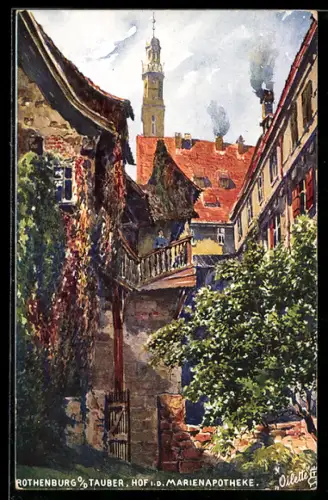 Künstler-AK Raphael Tuck & Sons Nr. 658B: Rothenburg o. d. Tauber, Hof in der Marienapotheke