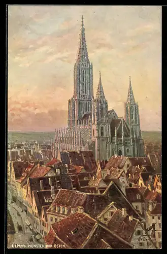 Künstler-AK Ulm a. D., Münster von Osten gesehen