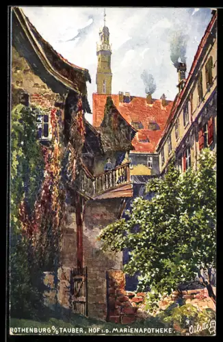 Künstler-AK Raphael Tuck & Sons Nr. 658B: Rothenburg o. d. Tauber, Hof in der Marienapotheke
