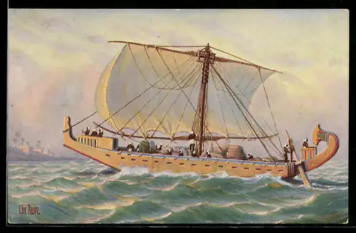 Künstler-AK Christopher Rave: Frachtschiff, Alt-Ägypten, 1700 v. Chr.