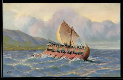 Künstler-AK Chr. Rave: Oorlogsschip ten tijde van Senacherib 1500 v. Chr.