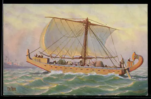 Künstler-AK Christopher Rave: Frachtschiff, Alt-Ägypten, 1700 v. Chr.