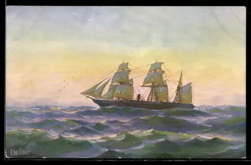 Künstler-AK Christopher Rave: Dampfer Borussia der H.A.L., 1856