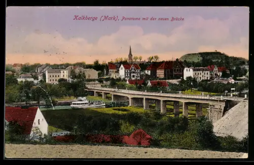 AK Kalkberge /Mark, Panorama mit der neuen Brücke
