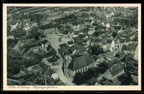 AK Rötha b. Leipzig, Teilansicht, Fliegeraufnahme