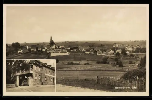 AK Nettersheim /Eifel, Ortsansicht mit Kirche, Gasthof