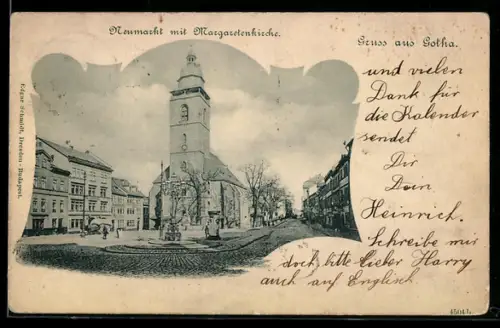AK Gotha, Neumarkt mit Margarethenkirche