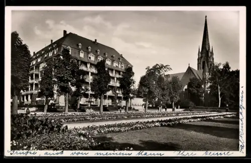 AK Bad Nauheim, Park-Hotel und Dankes-Kirche