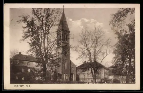 AK Niesky /O.-L., Blick zur Kirche