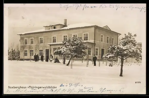 AK Gotha, Gasthaus Boxberghaus Thüringerwaldblick im Schnee