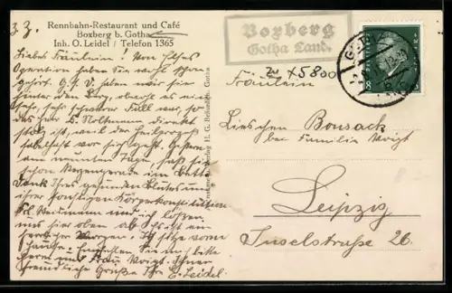 AK Boxberg, Rennbahn-Restaurant und Café, Inh.: O. Leidel, Pferderennen
