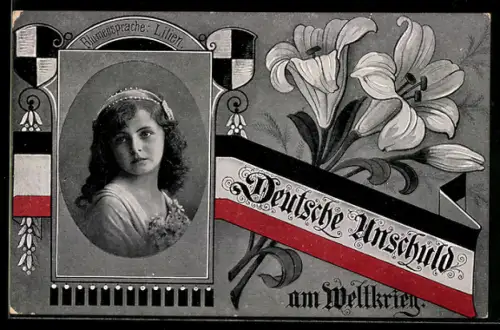 AK Deutsche Unschuld am Weltkrieg, Blumensprache Lilien