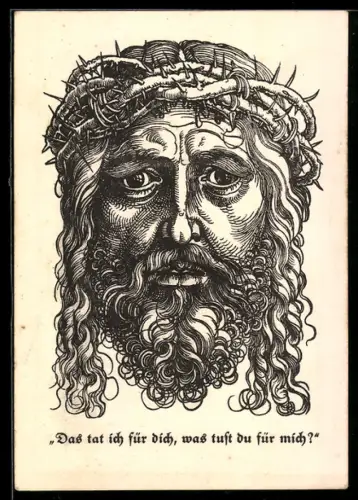 AK Jesus-Porträt mit Dornenkrone, Volkstag der Inneren Mission