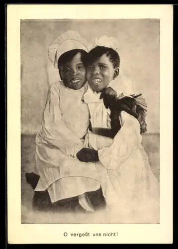AK Zwei Kinder in heller Kleidung, Katholische Mission