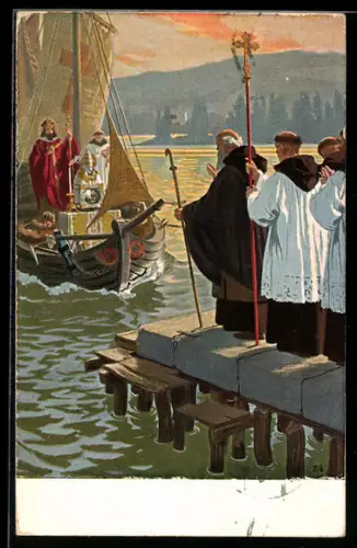 Künstler-AK Überführung der Reliquien des hl. Gregor