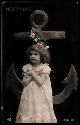 AK Kleines Kind vor einem Anker, Hoffnung