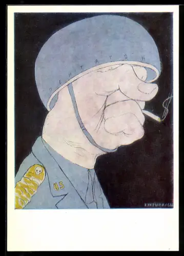 AK Faust mit Zigarette im Stahlhelm, UDSSR